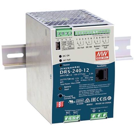 Mean Well DRS-240-24 Alimentation rail DIN 24 V 10 A 240 W Nbr. de sorties:1 x Contenu 1 pc(s)