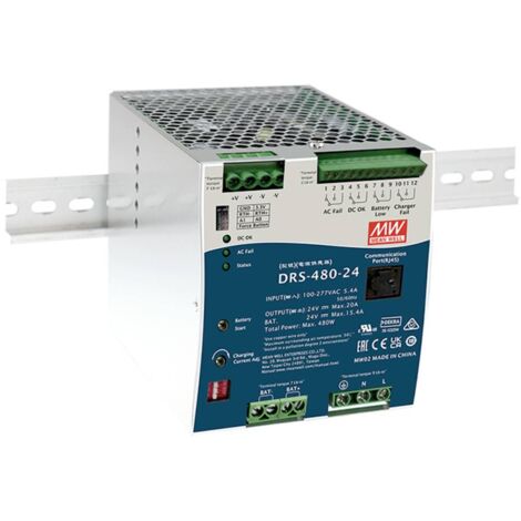 Mean Well DRS-480-24 Alimentatore per guida DIN 24 V 20 A 480 W Num. uscite:1 x Contenuto 1 pz.