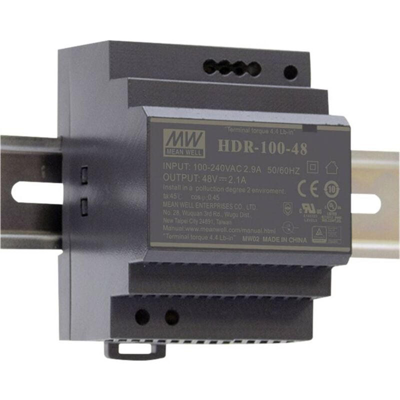 HDR-100-12 Alimentatore per guida din 12 v/dc 7.1 a 85.2 w Num. uscite:1 x Contenuto 1 pz. - Mean Well