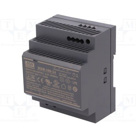 MEAN WELL HDR-100-24 ALIMENTATION RAIL DIN 24 V/DC 3.83 A 92 W NBR. DE SORTIES:1 X CONTENU 1 PC(S)