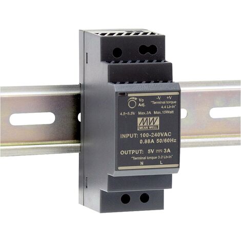Mean Well HDR-30-5 Alimentation rail DIN 5 V/DC 3 A 15 W Nbr. de sorties:1 x Contenu 1 pc(s) C017651
