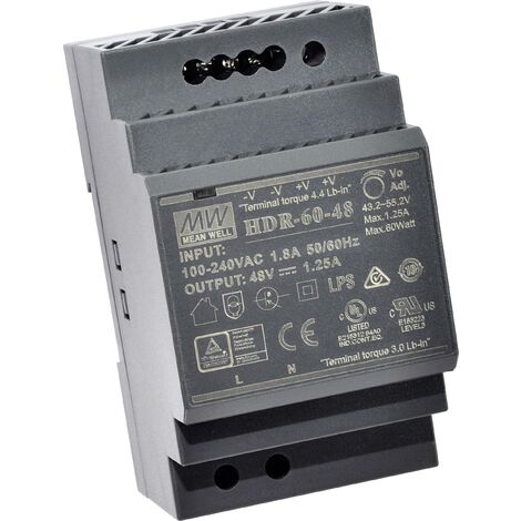 Mean Well HDR-60-12 Alimentation rail DIN 12 V/DC 4.5 A 54 W Nbr. de sorties:1 x Contenu 1 pc(s) C017691
