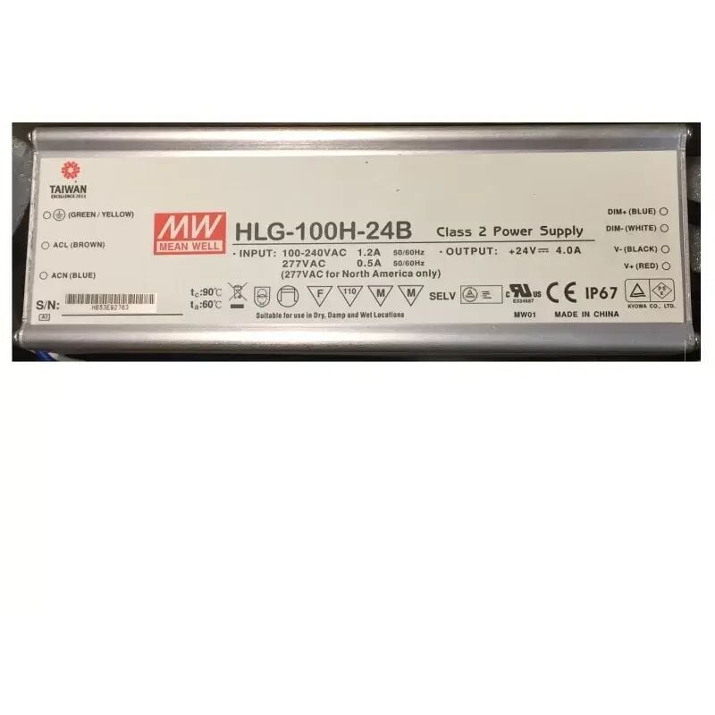 Mean Well - HLG-100H-24B Driver led 96W 24Vdc 4A 90-305Vac IP67