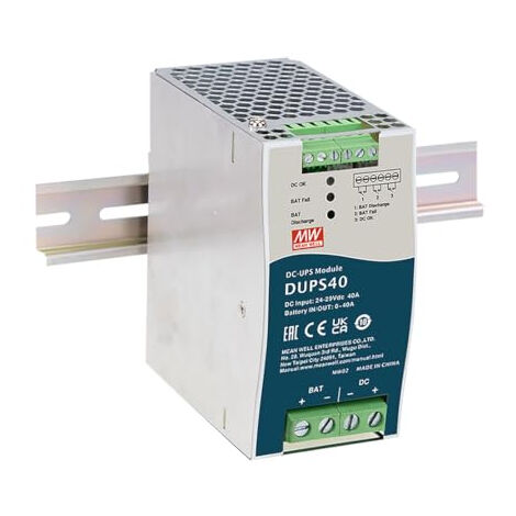 MEAN WELL MODULE CONTRÔLEUR DC-UPS SANS INTERRUPTION 24 V 40 A TYPE RAIL DIN DUPS40