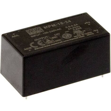 MEAN WELL MPM-15-24 Alimentation CA/CC pour circuits imprimés 24 V/DC 0.63 A 15.1 W Q928562