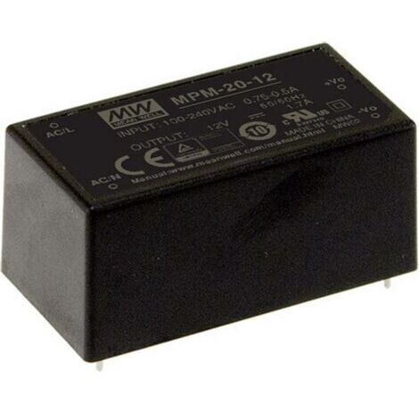 Mean Well MPM-20-24 Alimentation CA/CC pour circuits imprimés 24 V/DC 0.9 A 21.6 W Q921472