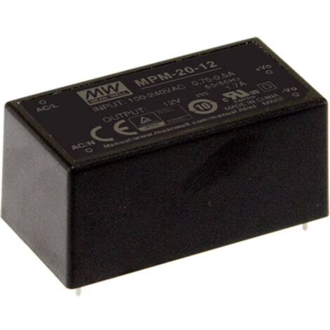 Mean Well MPM-20-5 Alimentatore da circuito stampato AC / DC 5 V/DC 4 A 20 W