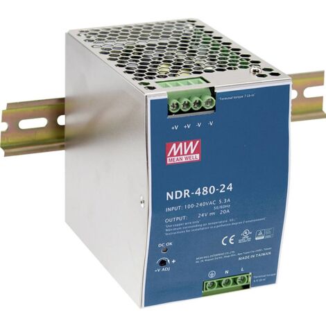 Mean Well NDR-480-24 Alimentatore per guida DIN 480 W Num. uscite:1 x Contenuto 1 pz.