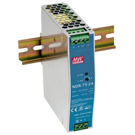 Mean Well NDR-75-12 Alimentatore per guida DIN 12 V/DC 6.3 A 75 W Num. uscite:1 x Contenuto 1 pz.