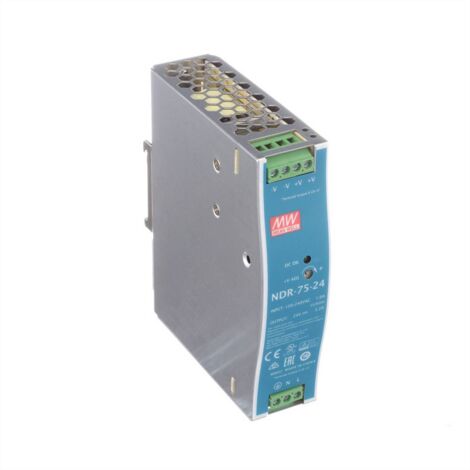 Mean Well NDR-75-24 Alimentatore per guida DIN 24 V/DC 3.2 A 75 W Num. uscite:1 x Contenuto 1 pz.