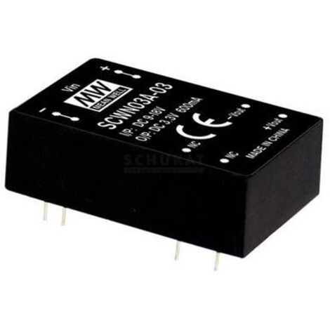Mean Well SCWN03E-03 Module convertisseur CC/CC 600 mA 3 W Nbr. de sorties: 1 x Contenu 1 pc(s) Q123182