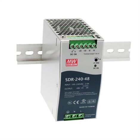 Mean Well SDR-240-48 Alimentation rail DIN 48 V/DC 5 A 240 W Nbr. de sorties:1 x Contenu 1 pc(s) A022231