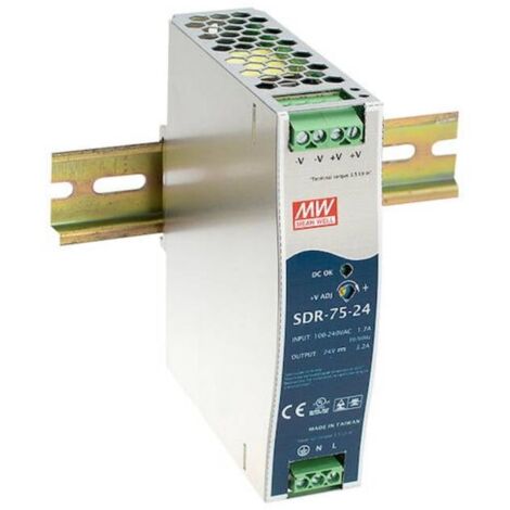 Mean Well SDR-75-24 Alimentatore per guida DIN 24 V/DC 3.2 A 76 W 1 x