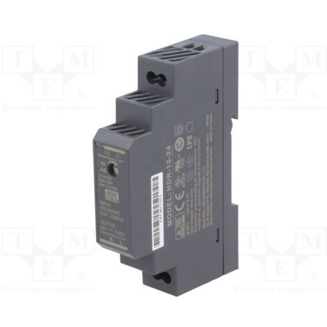 Mean Well – Transformateur LED pour rail DIN 220V 15W 24V 0.63A – Alimentation stable pour systèmes d'éclairage – Protection contre courts-circuits - HDR-15-24