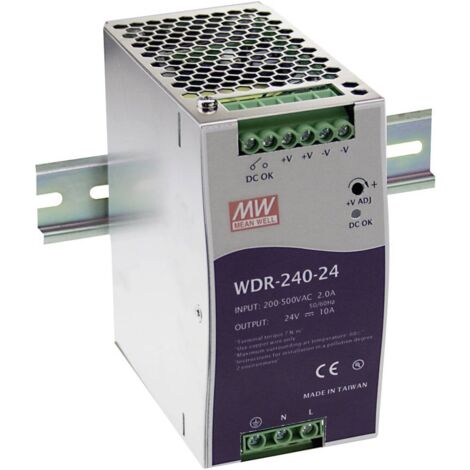 Mean Well WDR-240-24 Alimentatore per guida DIN 24 V/DC 10 A 240 W Num. uscite:1 x Contenuto 1 pz.