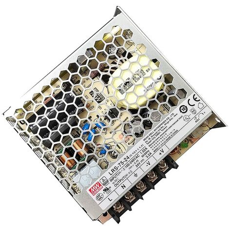 Meanwell Alimentatore Switching LRS-75-24, 76.8W, ingresso 120 373 V dc, 85 264 V ac, uscita 24V cc