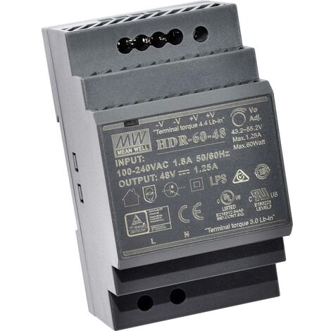 Meanwell HDR-60-24, 220 V, nero