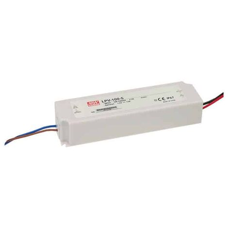 MeanWell LPV-100-24 Alimentatore, Potenza 100.8W DC 24V IP67 Trasformatore per Led