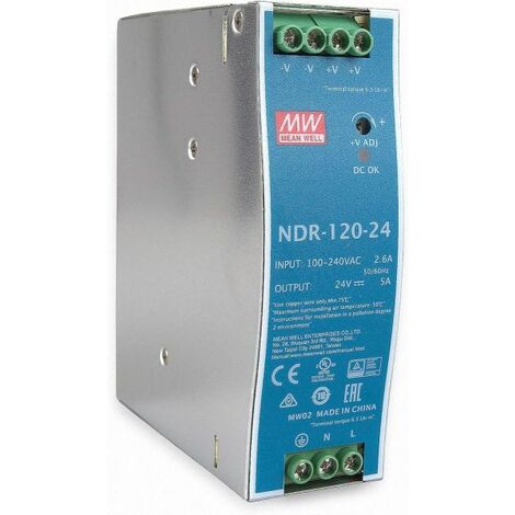MeanWell NDR-120-24  Alimentatore di rete DIN RAIL 120 W, 24 V, 5 A