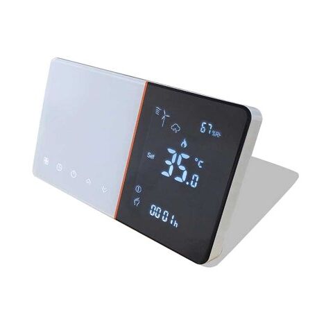 MeanWell Termostato WIFI Con Meteo Protocollo WIFI 2.4G TUYA, Smart Life Rettangolare Compatibile Con Scatola 502 e 503 Riscaldamento Caldaia a Gas Bianco / Nero 5A 95-240V IP20