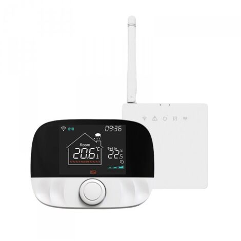 MeanWell Termostato WIFI + RF Protocollo WIFI 2.4G + RF 433MHZ TUYA, Smart Life Riscaldamento Caldaia a Gas,Riscaldamento Pavimento Con Acqua 5A 95-240V 50/60Hz IP20