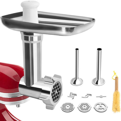 Meat grinder accessories, stand mixer meat grinder with 3 grinding discs and 2 filling tubes for Kitchenaid Artisan meat grinders