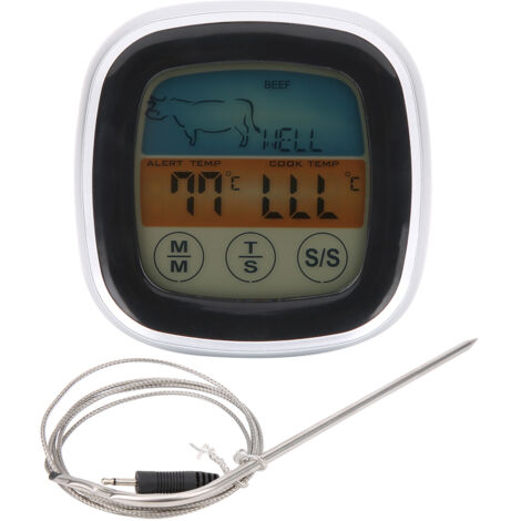Meat Thermometer Digital Display Touch Screen Kitchen Timer Fork for Barbecue BBQ Cooking