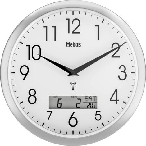 Mebus 19422 Radiocontrollato Orologio da parete 30 cm x 3 cm Argento