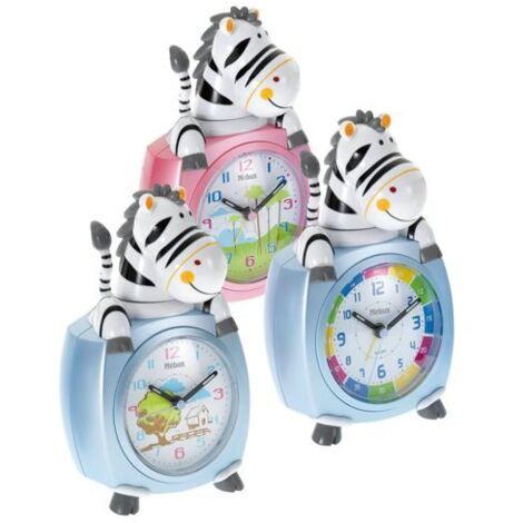 Mebus 26637 Kinder-Quarzwecker Motiv Zebra farblich sortiert Kinderuhren