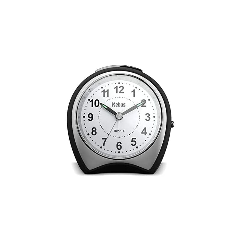 Unbekannt - mebus lautloser, extragroßer Quarz-Wecker ohne Ticken, mit Beleuchtung, gut lesbarem Zifferblatt, großer Schalter für Alarm/Farbe :
