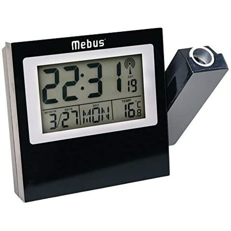 Horloge murale Mebus 19777 radiopiloté(e) 25 cm x 5 cm argent mécanisme