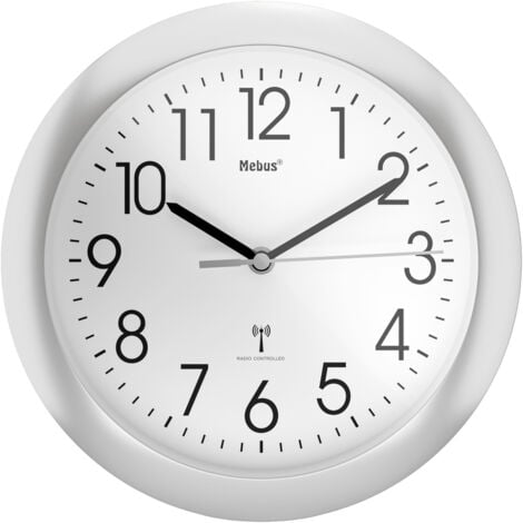 Mebus 52451 Funk Wanduhr 25 cm x 4 cm Silber
