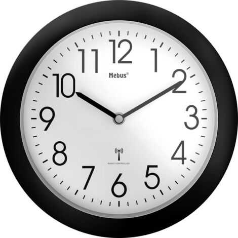 Mebus Orologio da Parete Radiocomandato Nero