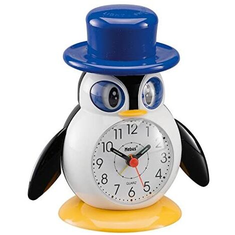 Mebus Unisex Analoger Quarzwecker Kunststoff Pinguin Wecker White 26514