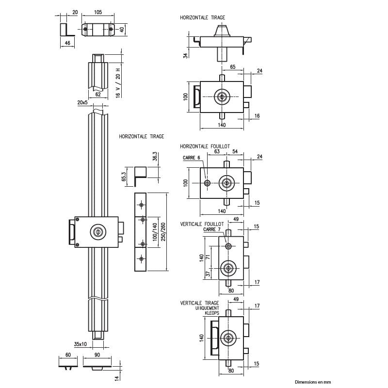 Mécanisme multipoints VAK mobil® Kléops® A2P horizontale à fouillot droite blanc - heracles - VK0312H0014