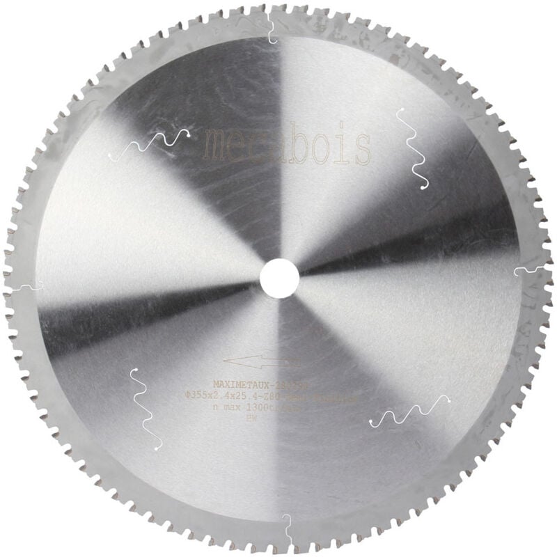 Mecabois - lame carbure maximetaux 355X2.4X25.4 - 80 dents sidamo - 280290