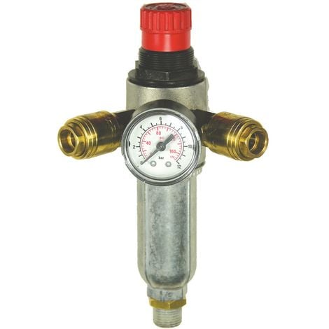 Mecafer 152172 - Riduttore di pressione, filtro, 2 rubinetti, 1/4 m