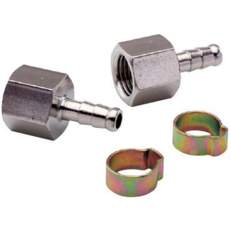 Mecafer - 2 embouts cannelés 1/4F pour tuyau 6x11 + colliers
