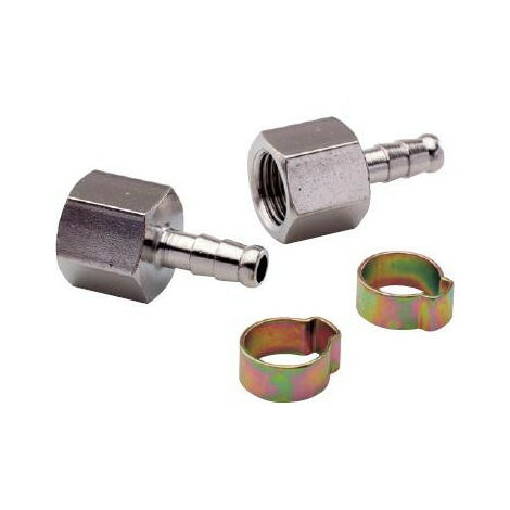 Mecafer - 2 embouts cannelés 3/8F pour tuyau 8x13 + colliers