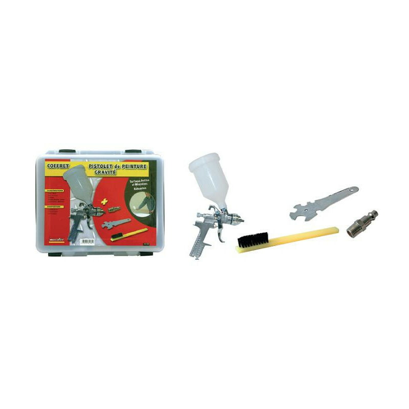 Mecafer - Coffret pistolet de peinture à gravité 2 réglages
