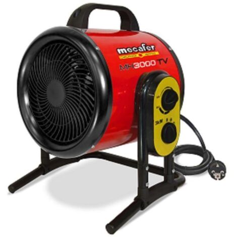 Mecafer – Chauffage de chantier électrique 3000 W – 40m2 – 550 m3/h – Résistance inox avec ailettes – Utilisable en pièces humides