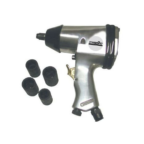 Mecafer – Clé à chocs 1/2' avec 4 douilles – Débit d'air 250L/mn – Système de connexion 1/4'F – Pour fixation écrous et boulons