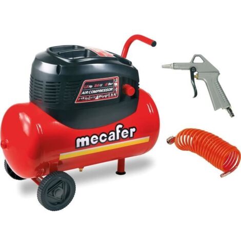 Mecafer – Compresseur sans huile 24L 1.5HP – Débit 95 L/min – Pression max 8 bars – Moteur électrique pour outils pneumatiques légers
