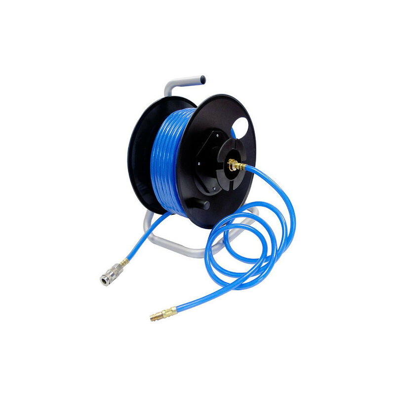 Dévidoir tuyau translucide 6x11 20m + tuyau de liaison 1m - Mecafer