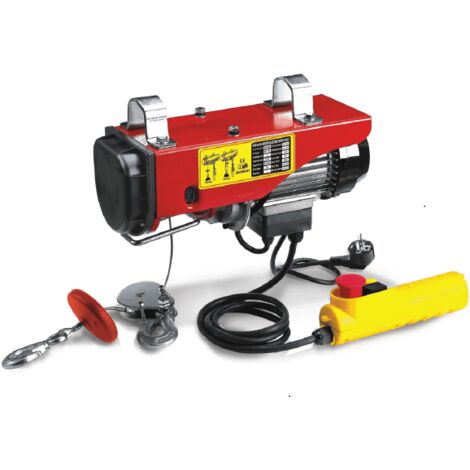 Mecafer – Palan électrique 200 kg – Télécommande incluse – Moteur 480 W – Câble acier 3 mm x 12 m – Indice IP54 pour usage intérieur