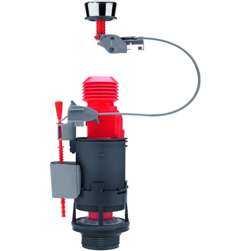 Wirquin - Mécanisme chasse d'eau wc double chasse avec bouton poussoir à câble MW2 10722802, gris