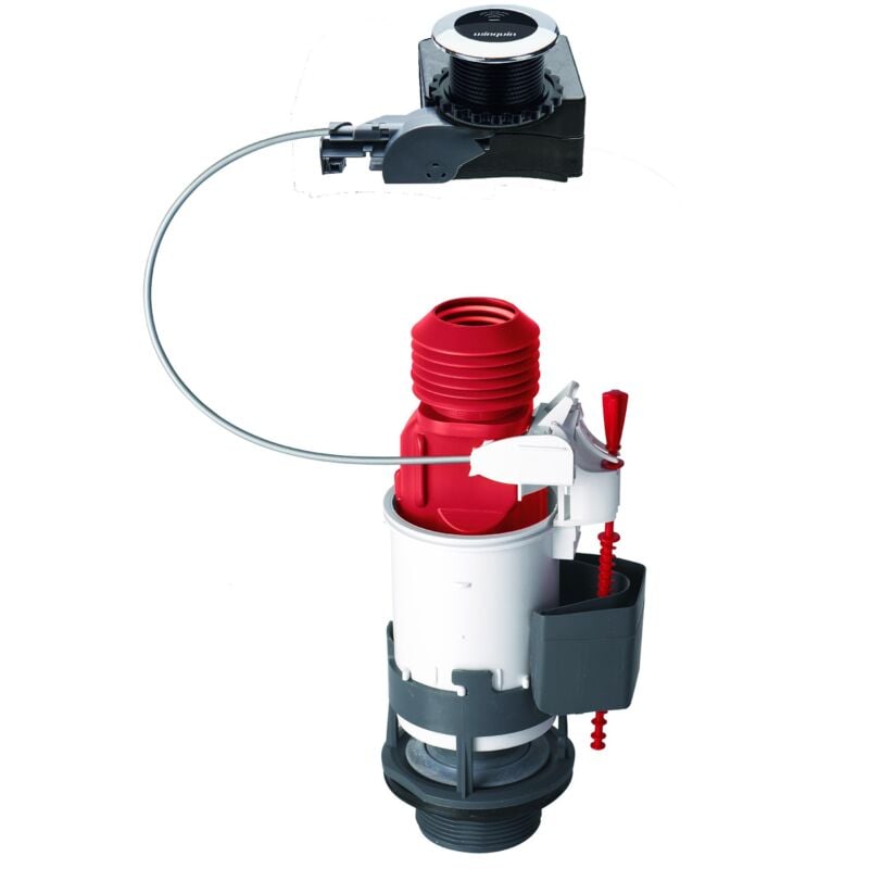Wirquin Pro - Mécanisme chasse d'eau wc sans contact avec bouton poussoir à câble Tronic Wirquin 10723882, gris