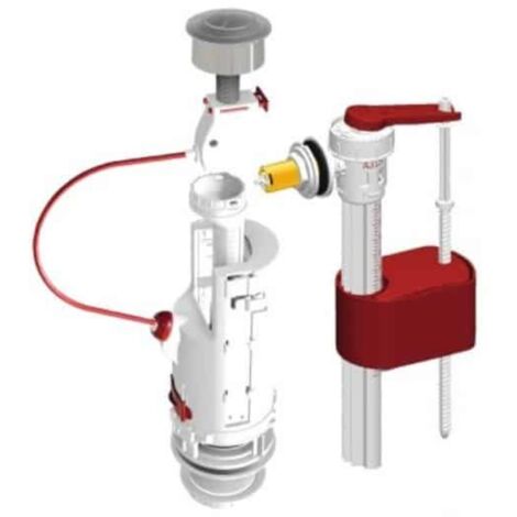 Mécanisme de chasse d'eau WC poussoir 3/6 L – Joint de clapet silicone – Auto-réglable pour installations variées – Installation rapide – Dubourgel
