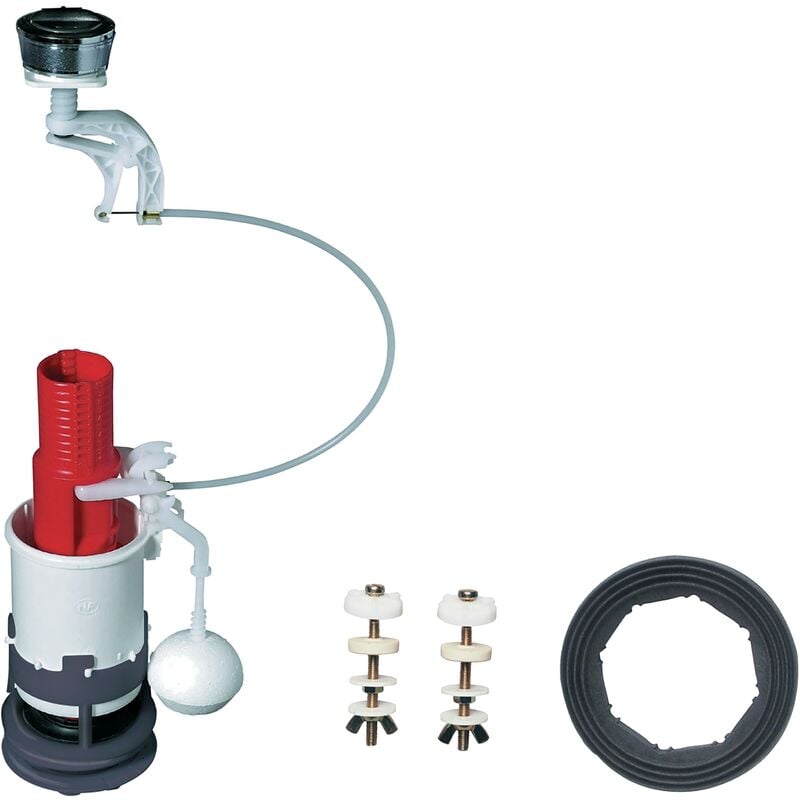 Wirquin - Mécanisme chasse d'eau wc double chasse avec bouton poussoir à câble mw MWS00, gris - gris