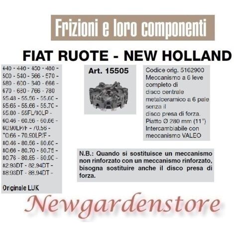Mécanisme d'embrayage 6 leviers 280mm 440 450 566 680 82.93 15505 FIAT NEW HOLLAND LUK